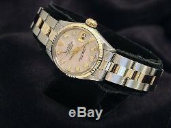 Rolex Datejust Ladies 14K Yellow Gold & Steel Watch Pink MOP Diamond Dial 6917