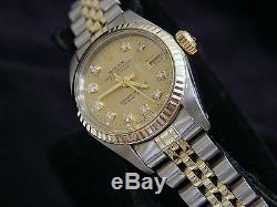 Rolex Datejust Ladies 2Tone 14K Gold & Steel Watch Champagne Diamond Dial 6917