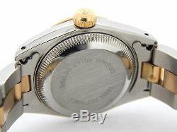 Rolex Datejust Ladies 2Tone 18K Yellow Gold Steel Watch Oyster Black Dial 69173