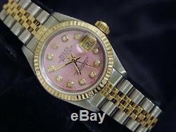 Rolex Datejust Ladies 2Tone 18K Yellow Gold & Steel Watch Pink MOP Diamond 69173