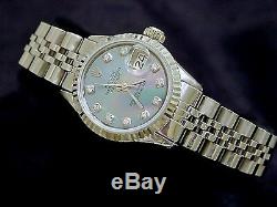 Rolex Datejust Ladies Stainless Steel Watch 18k White Gold MOP Diamond 6917