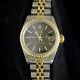 Rolex Datejust Ladies Two-tone 18k Gold & Steel Watch Black Tapestry Dial 69173