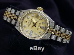 Rolex Datejust Lady 14K Yellow Gold Stainless Steel Watch Champagne Diamond 6917