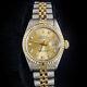 Rolex Datejust Lady 18k Gold & Steel Watch Champagne Factory Diamond Dial 69173