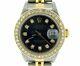 Rolex Datejust Lady 18k Yellow Gold & Steel Watch Diamond Dial Bezel Black 69173