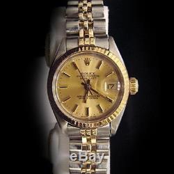 Rolex Datejust Lady 2Tone 14K Gold Stainless Steel Watch Jubilee Champagne 6917