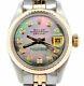 Rolex Datejust Lady 2tone 14k Gold & Steel Watch Tahitian Mop Diamond Dial 6917