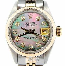 Rolex Datejust Lady 2Tone 14K Gold & Steel Watch Tahitian MOP Diamond Dial 6917