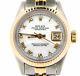 Rolex Datejust Lady 2tone 14k Yellow Gold Steel Watch White Mop Roman Dial 6917