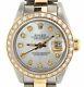 Rolex Datejust Lady 2tone 18k Gold Steel Watch With White Mop Dial & Diamond Bezel