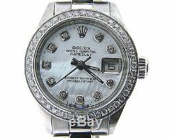 Rolex Datejust Lady SS Stainless Steel Watch White MOP Diamond Dial. 70ct Bezel
