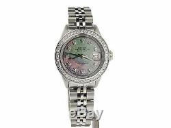 Rolex Datejust Lady Stainless Steel Watch Black Tahitian Mother of Pearl Diamond
