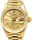 Rolex Datejust President 18k Yellow Gold Champagne Stick Dial Ladies Watch 69178
