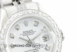 Rolex Ladies Datejust 18K White Gold & Stainless Steel White Diamond Dial Watch