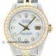 Rolex Ladies Datejust 18k Yellow Gold & Stainless Steel White Diamond Dial Watch