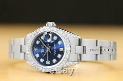 Rolex Ladies Datejust 18k White Gold Diamond Bezel & Diamond Lugs Watch