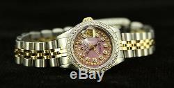 Rolex Ladies Datejust Oyster 18K Gold Stainless Diamond Dial Bezel 69173