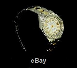 Rolex Ladies Datejust Oyster Stainless Gold Diamond Dial Bezel Watch