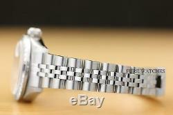 Rolex Ladies Datejust Silver Roman Sapphire Diamond 18k White Gold Steel Watch