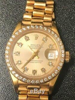 Rolex Ladies President 18K Gold Champagne Diamond Dial & Bezel 69178 Quickset