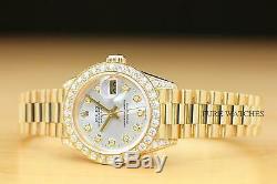 Rolex Ladies President 18k Yellow Gold 1.10 Ct Diamond Bezel Watch