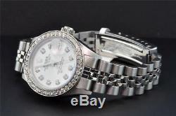 Rolex Oyster Perpetual Date Just Women's Stainless Steel Diamond Watch 1.50 CT