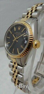 Rolex Oyster Perpetual Date Ladies 18k/ss Gold Watch Jubilee Band Mint Dial 1983