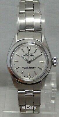 Rolex Oyster Perpetual Stainless Steel Ladies Watch Orig Band Silver Dial 1964
