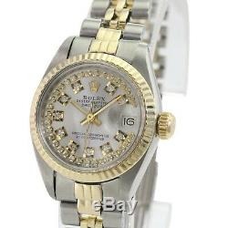 Rolex Watch Women's Datejust Gold and Steel Silver String Diamond 26mm