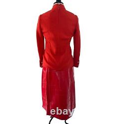 Ronald Amey Skirt and Top Set Womens Size XS Vintage Red Pockets Couture Wool