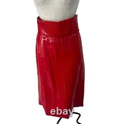 Ronald Amey Skirt and Top Set Womens Size XS Vintage Red Pockets Couture Wool