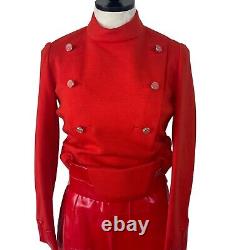 Ronald Amey Skirt and Top Set Womens Size XS Vintage Red Pockets Couture Wool