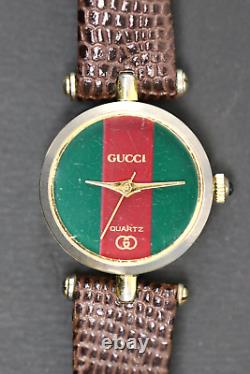 Running Vintage Gucci Quartz Sherry Line Stack Red Back Watch