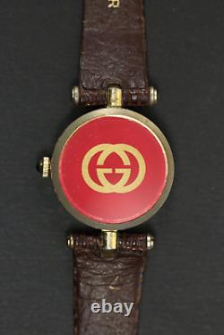 Running Vintage Gucci Quartz Sherry Line Stack Red Back Watch