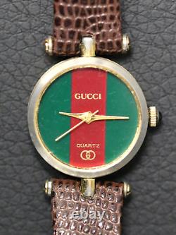 Running Vintage Gucci Quartz Sherry Line Stack Red Back Watch