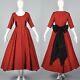 S Vtg 1950s 50s Red Black Formal Dress Elegant Evening Holiday Party Hourglass