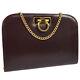 Salvatore Ferragamo Gancini Chain Shoulder Bag Bordeaux Leather Vintage Ak33229g