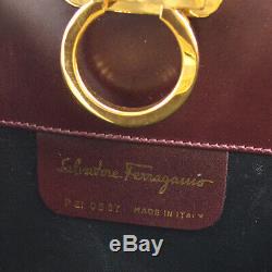 Salvatore Ferragamo Gancini Chain Shoulder Bag Bordeaux Leather Vintage AK33229g