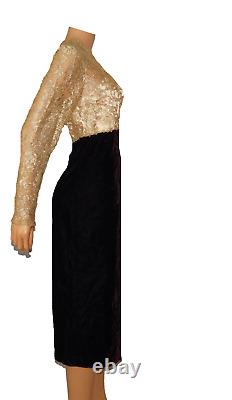 Scott McClintock Holiday Party Dress Gold Lace Velour Vintage Womens Sz 16W NWT