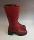 Sketchers Vintage 90s Platform Red Leather Boots Womens Size 7 Chunk Heel