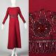 Small 1960s Catherine Scott Red Evening Gown Ensemble Designer Formal Winter Vtg