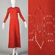 Small 1970s Dress Pat Sandler Red Knit Maxi Long Sleeve Sheer Details 70s Vtg