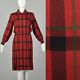 Small 1970s Yves Saint Laurent Rive Gauche Red Plaid Dress Double Breasted Vtg