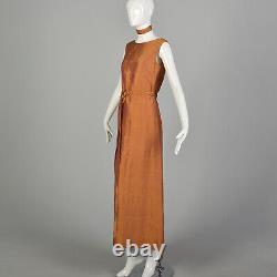 Small 1990s Red Gold Orange Silk Dupioni Dress with Belt and Accessories VTG 90s