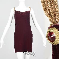 Small Anne Klein Late 1970s / Early 1980s Velvet Dress Burgundy Party Cocktail