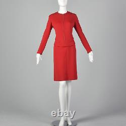 Small Bill Blass 1970s Red Wool Dress Vintage Zip Front Dress 70s VTG Zip Up