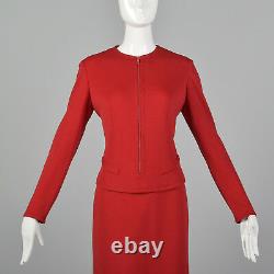 Small Bill Blass 1970s Red Wool Dress Vintage Zip Front Dress 70s VTG Zip Up