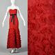 Small Strapless Pleated Gown Red Long Dress Vtg Rosettes Mermaid Sweetheart Neck