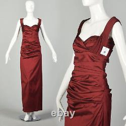 Small Talbot Runhof Red Evening Gown Formal Ruched Sweetheart Dress Designer VTG
