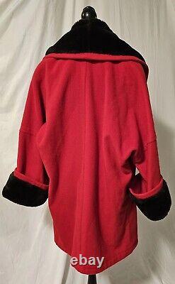 Spiegel Overcoat Women Size 12P Red Vintage Wool Faux Fur Classic